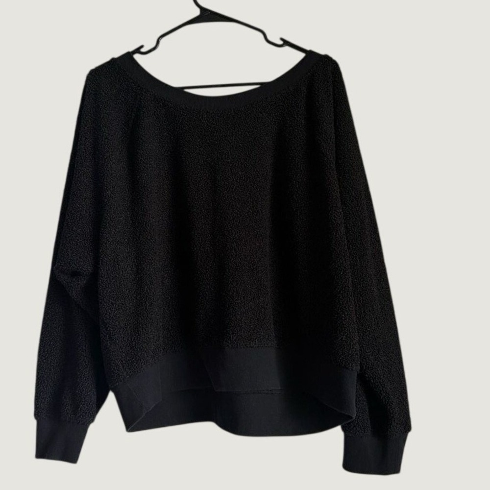 Victorias Secret On Point‎ Sweatshirt XL Sherpa Fleece Oversized Black Pullover